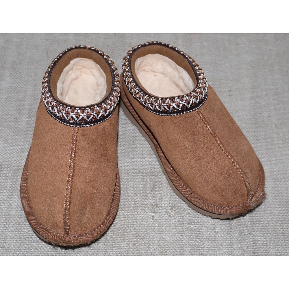 UGG Tazz‎ Slippers Chestnut Toddler Kids Size 10 Brown Suede Shoes Platform